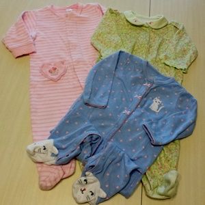 Carters Lot of 3 Sleepers Baby Girls